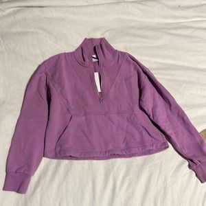 Outdoor Voices Sweatshirt: Purple Cotton Terry 1/2 zip
